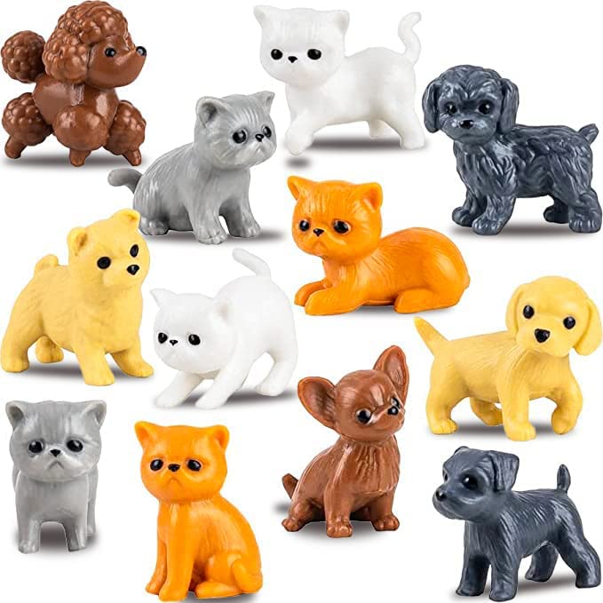 Pet Figurines Toys in Capsule - 50 Pcs - 1.1 Inch Plastic Capsules with Cute Dog and Cat Figurines for Kids - Bulk Toys for Easter Hunt Games - Vending Machines - Classroom Prizes