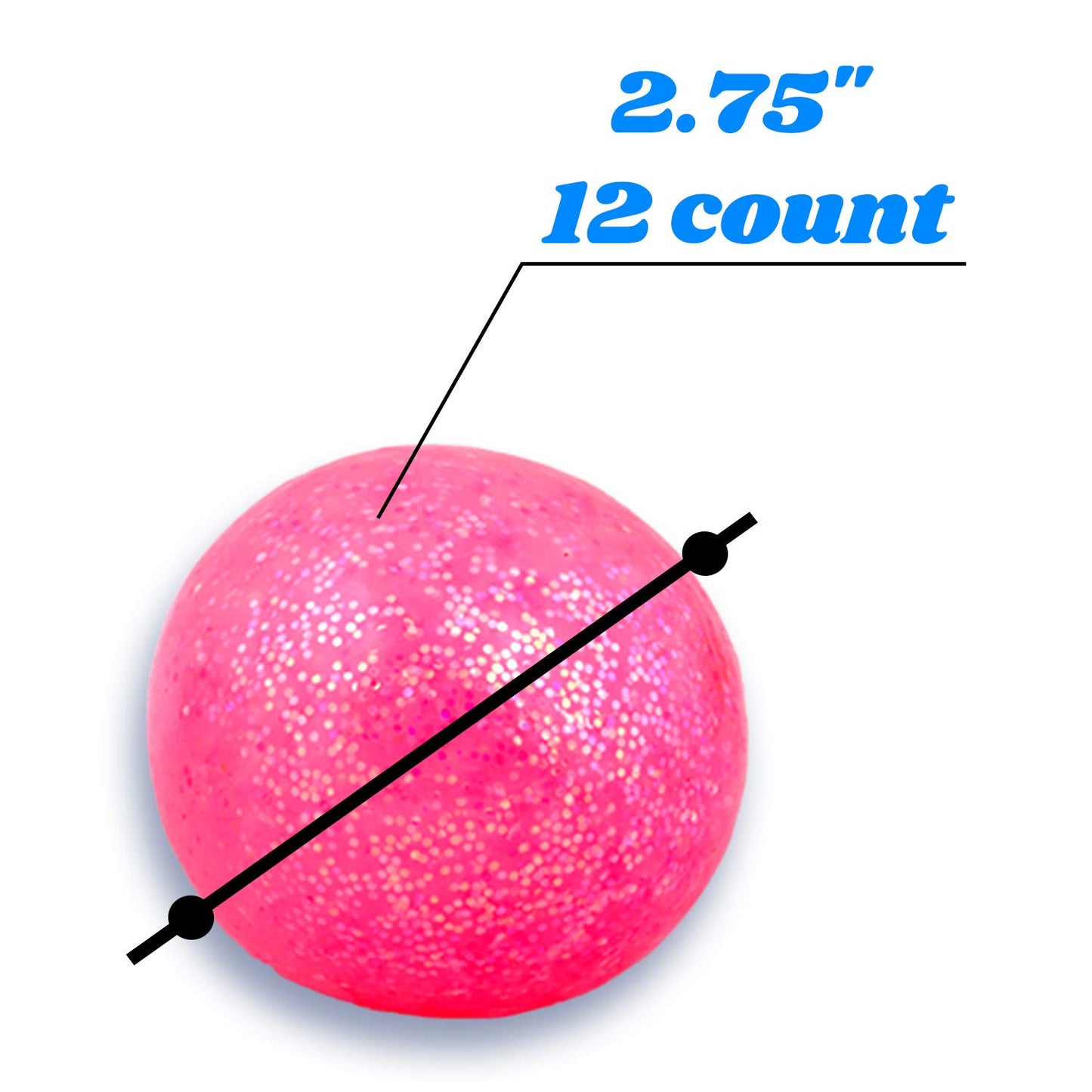 Squishy Toys - Random Colors Glitter Squeeze Balls - 2.8 Inch Gift Stress Balls for Kids - Stress Relief Toys - Anti Stress Ball Pack