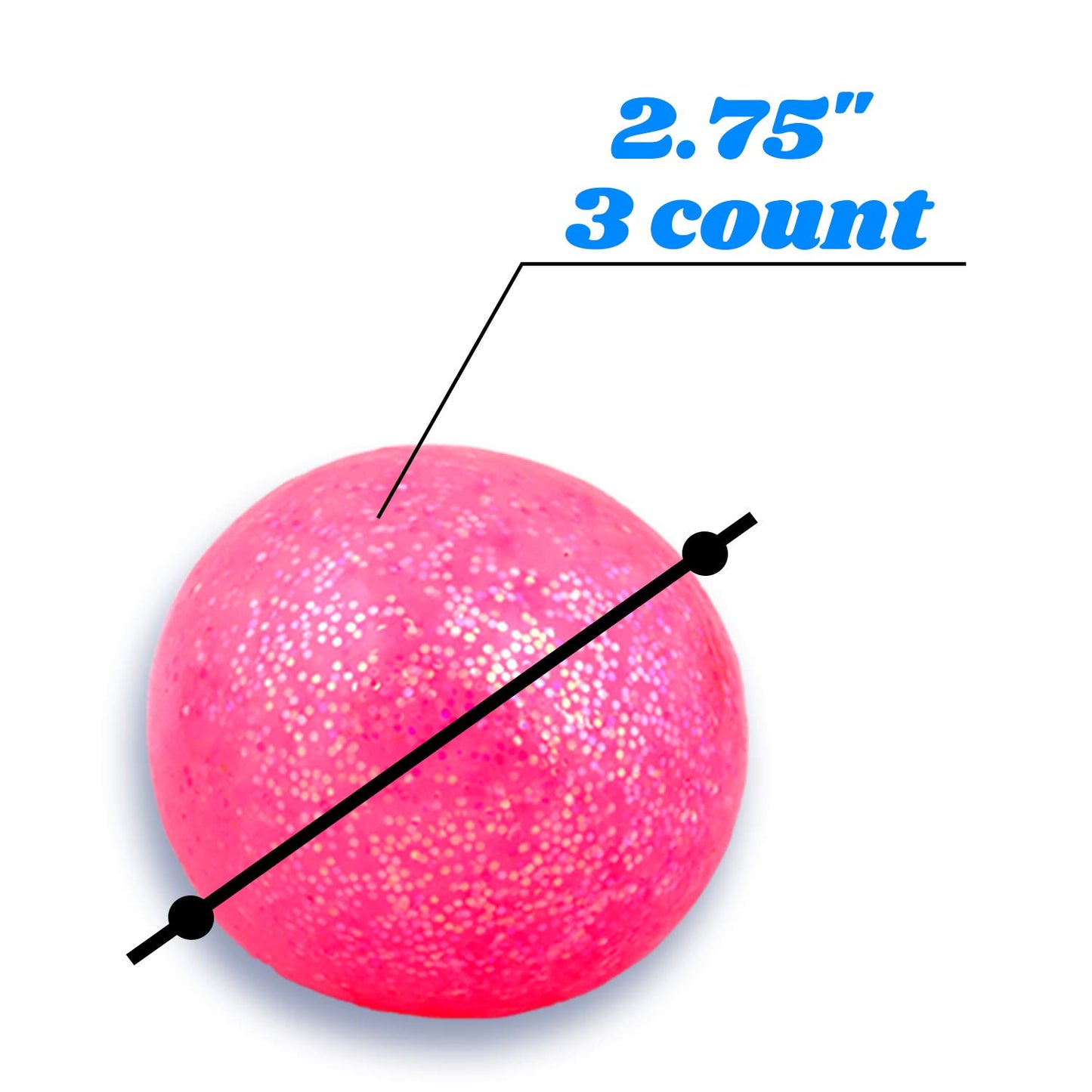 Squishy Toys - Random Colors Glitter Squeeze Balls - 2.8 Inch Gift Stress Balls for Kids - Stress Relief Toys - Anti Stress Ball Pack