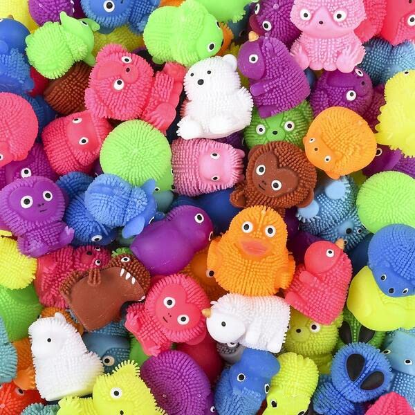 Puffer Toys for Kids- Assortment of Sensory Balls 1.5 Inch - Easter Egg Fillers - Puffer Balls for Kids 20 Pcs - Assorted Animals Spiky Balls