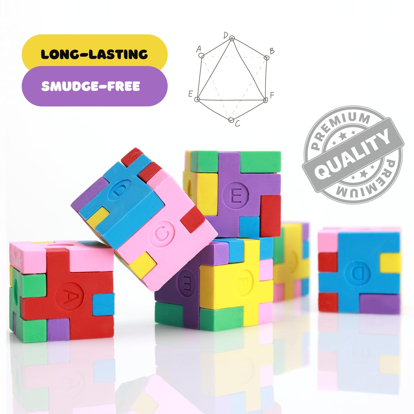 3D Puzzle Cube Pencil Erasers for Kids 12 Pack Multicolored Mini Cute Erasers - Classroom Prizes Pinata Stuffers School Supplies Party Favors Easter Egg Fillers Student Gifts from Teacher Fun