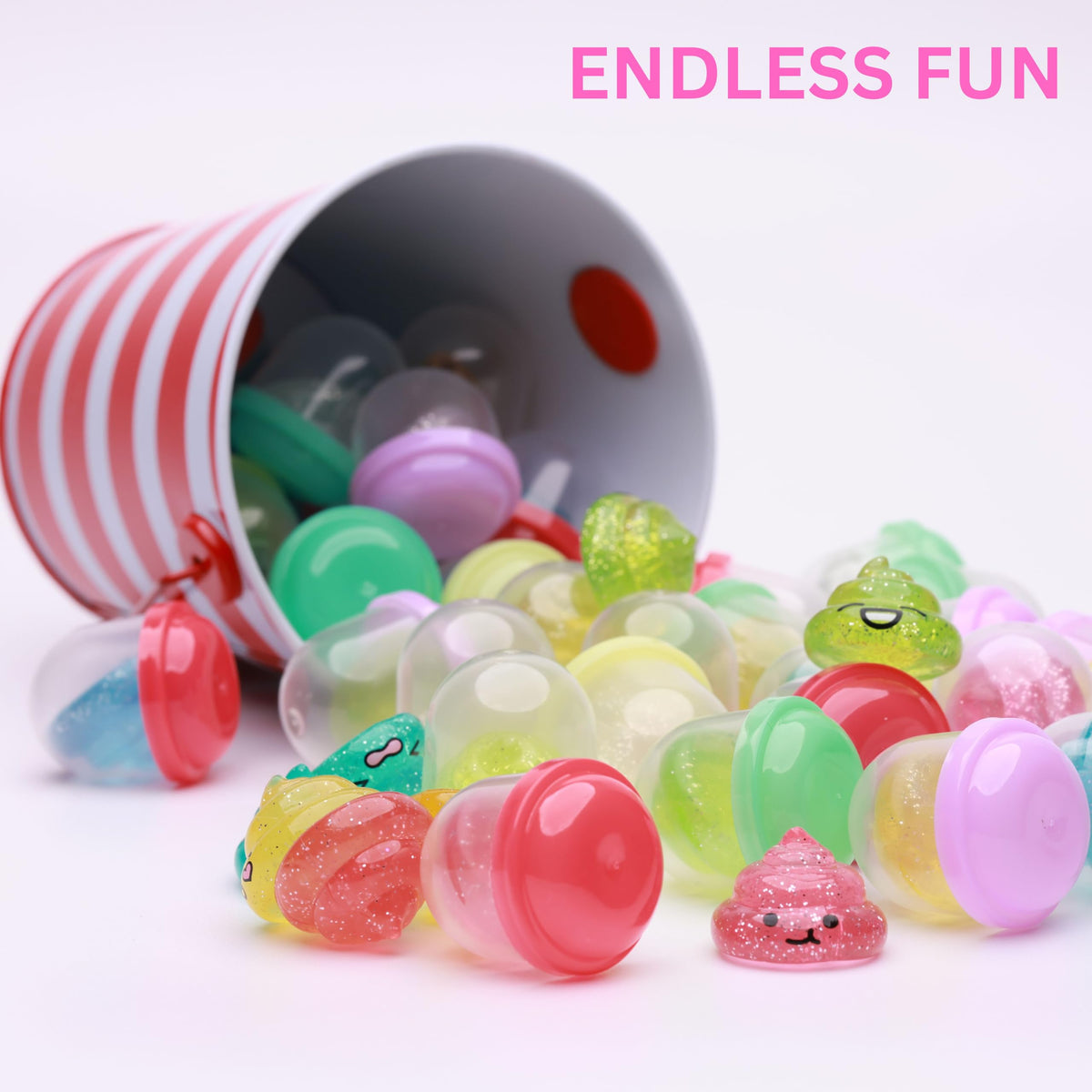 Unicorn Mini Toys in Capsules - 100 Pcs of 1.1 Inch Acorn Capsules and Unicorn Toy Poop for Kids - Plastic Capsules for Toys Bulk – Mini Unicorn Poop Toys - Poop Emoji - Vending Machine Refill