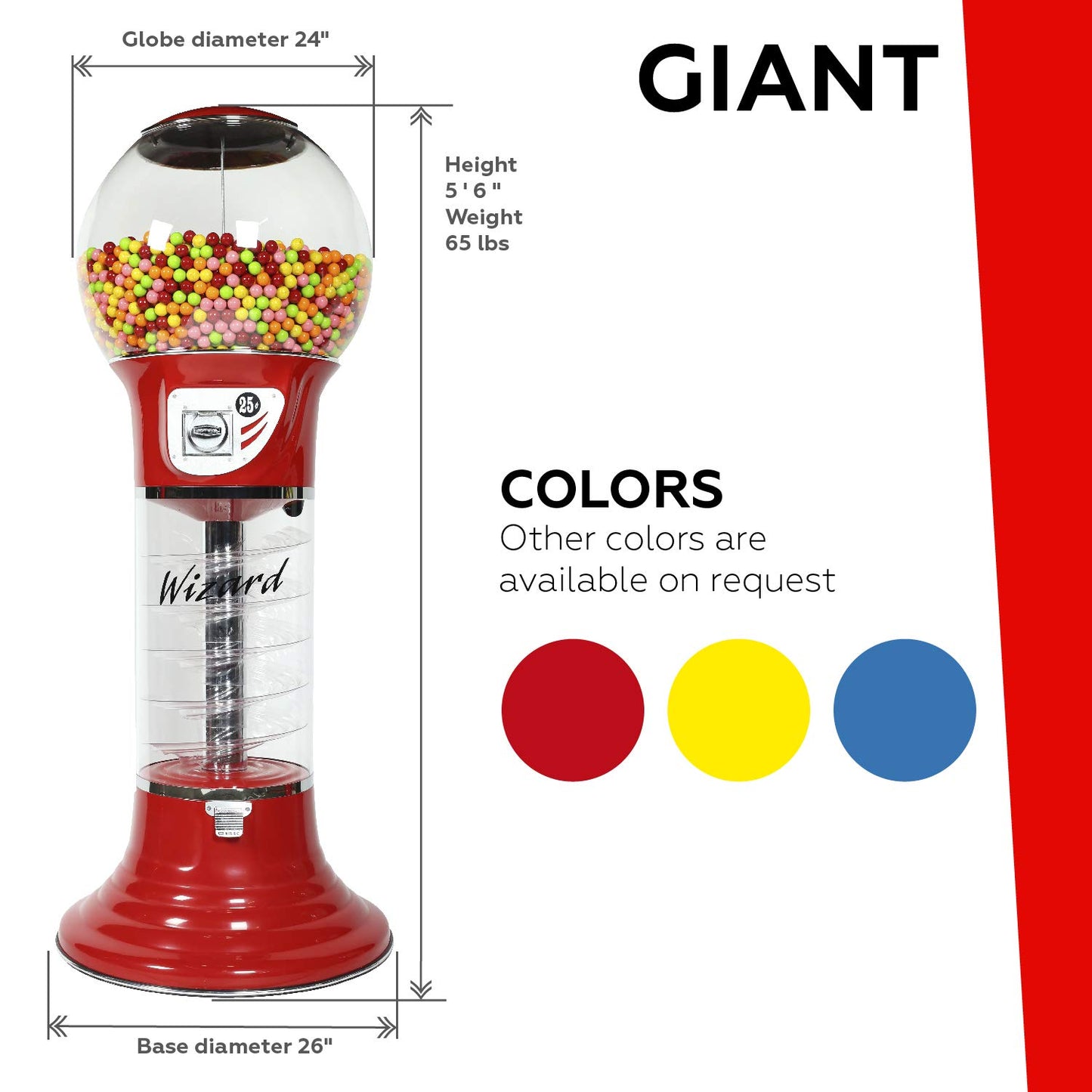 Spiral Gumball Machine Giant 5`6" for $0.25. Great for 1” Gumballs, Toys in Round Capsules, Bouncy Balls.