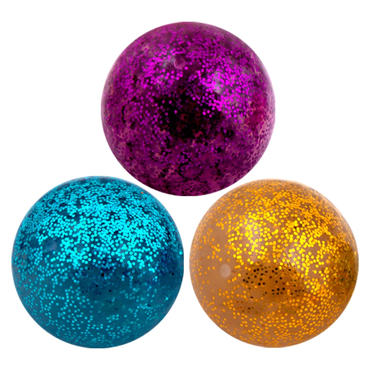 Squishy Toys - Random Colors Glitter Squeeze Balls - 2.8 Inch Gift Stress Balls for Kids - Stress Relief Toys - Anti Stress Ball Pack
