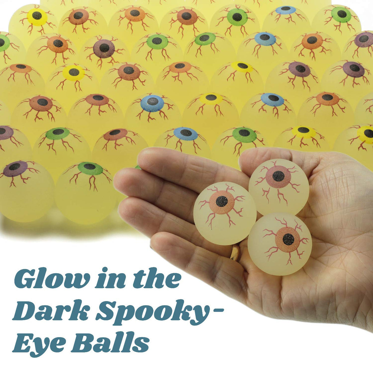 50 Pcs Small Halloween Bouncy Balls - 1.26 Inch Glow in Dark Red Eye Bounce Balls - 32 mm Fake Eyeballs - Halloween Glow in The Dark Party Favors
