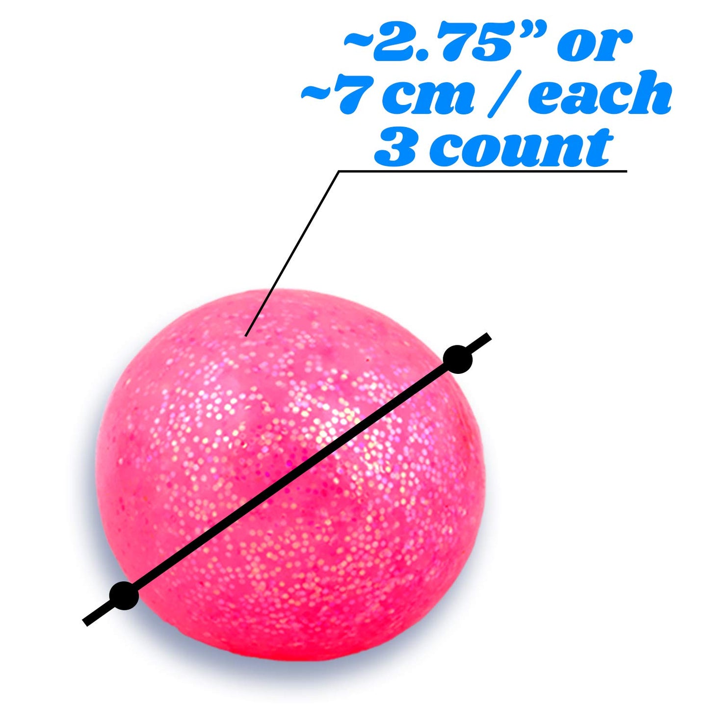 Squishy Toys - Random Colors Glitter Squeeze Balls - 2.8 Inch Gift Stress Balls for Kids - Stress Relief Toys - Anti Stress Ball Pack