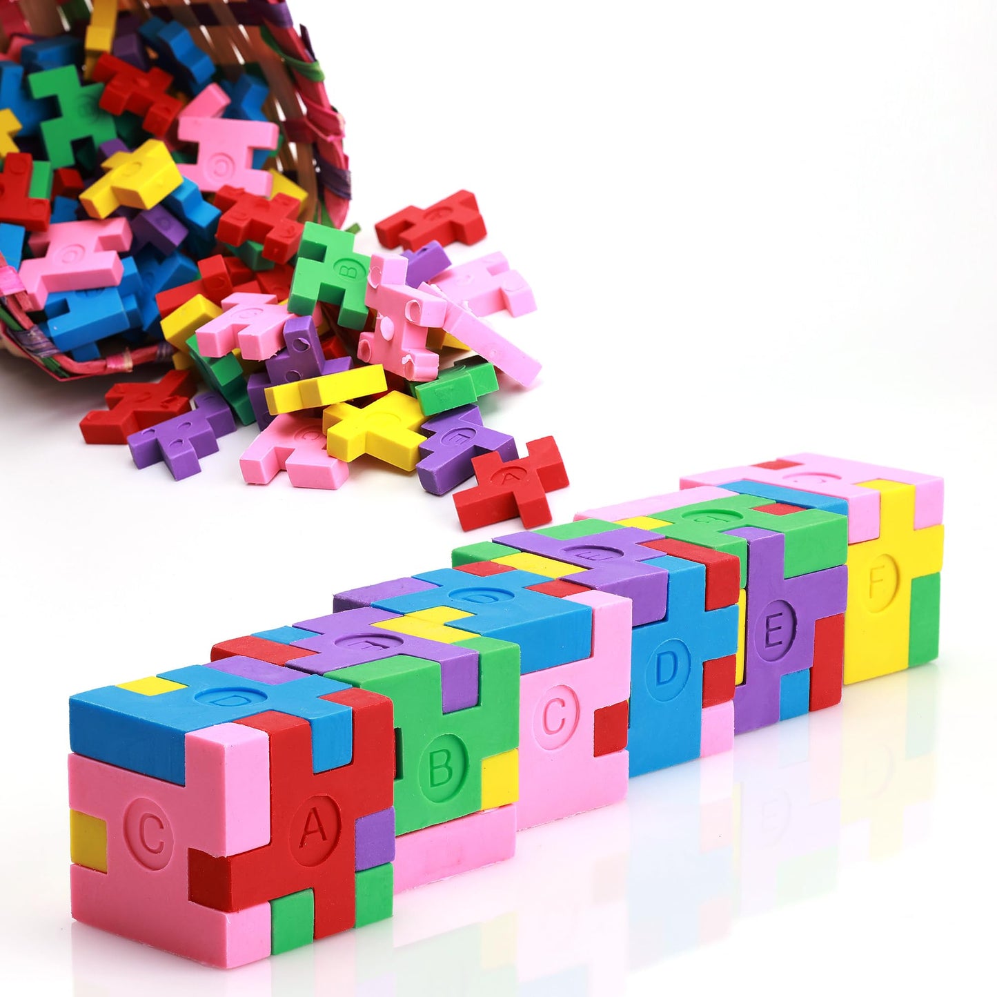 3D Puzzle Cube Pencil Erasers for Kids 12 Pack Multicolored Mini Cute Erasers - Classroom Prizes Pinata Stuffers School Supplies Party Favors Easter Egg Fillers Student Gifts from Teacher Fun