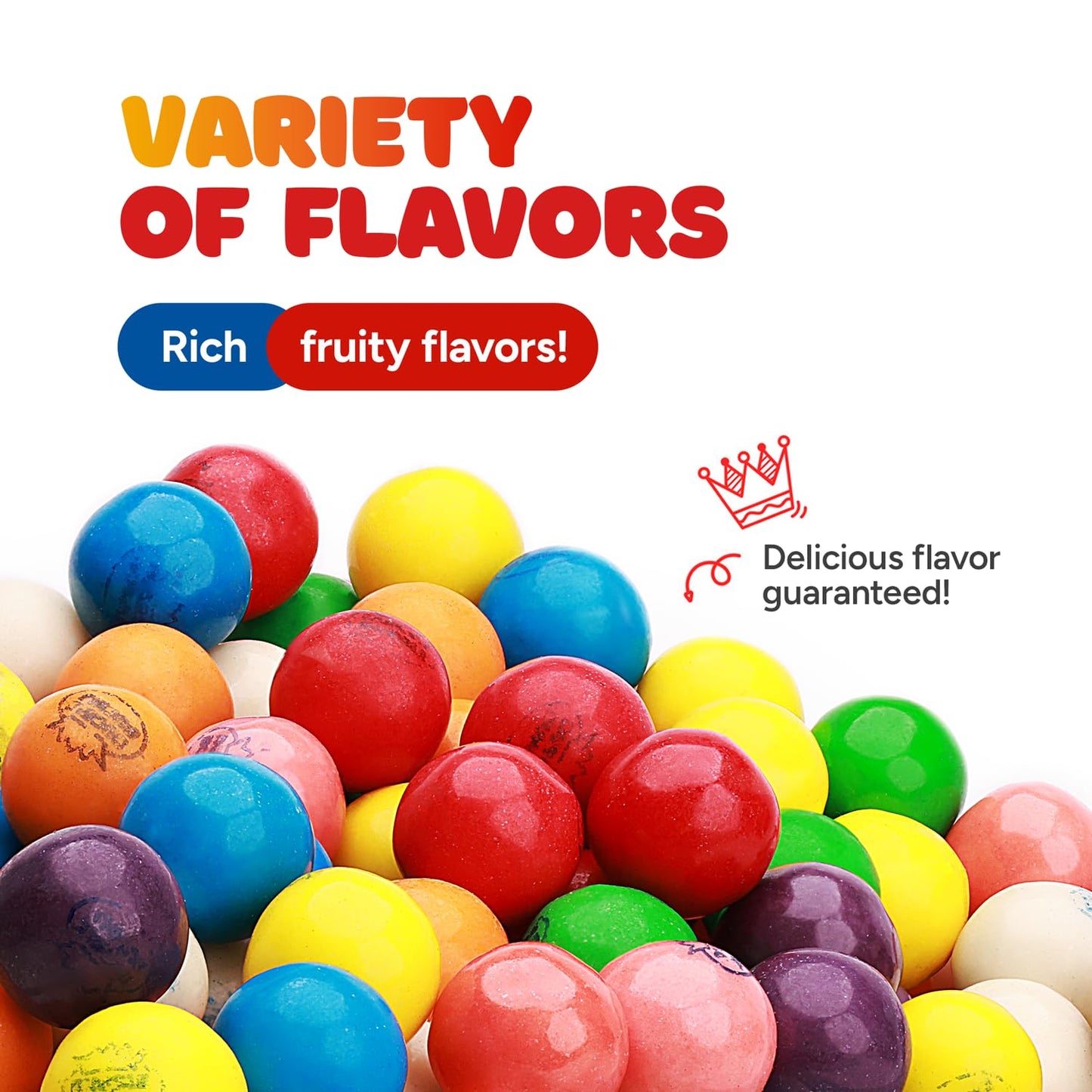 Mini Gumballs 0.5 inch 13mm - Gum Balls for Gumball Machine Refill Bulk 520 pcs - Chewing Gum for Kids - 2 LB Assorted Flavors Bubble Gum