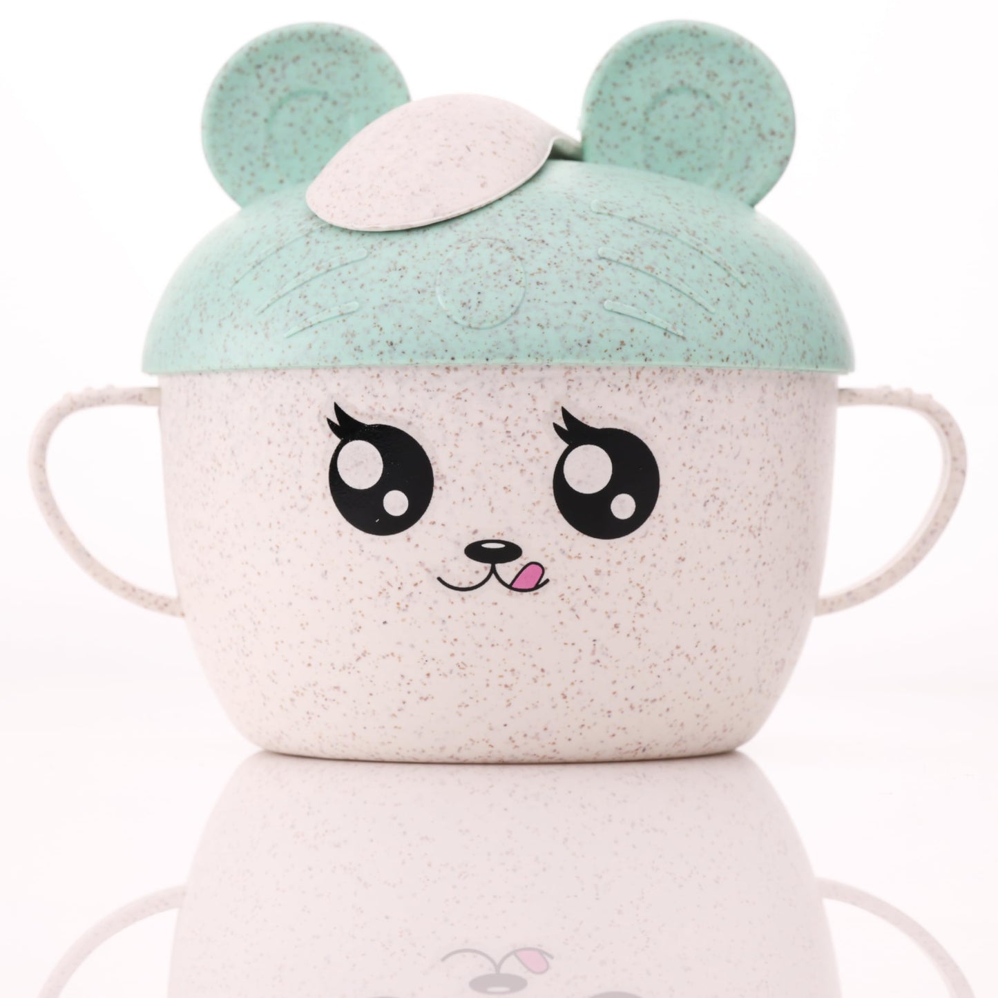 Wheat Straw Bowl with Lid and Spoon for Kids, Cute Design, 3 colors
