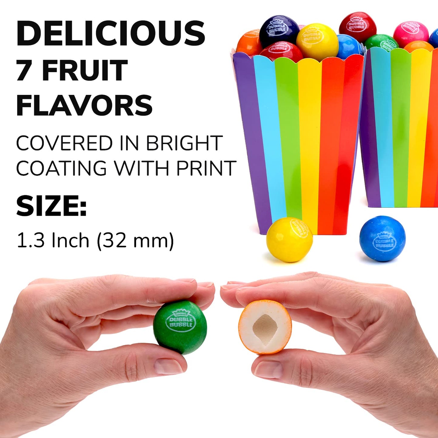 1.3 Inch Large Gumballs - 32 mm Giant Gumballs Bulk - 1.7 Lb Gumball Machine Refills - 100 Pcs Big Gumballs - Bulk Christmas Gum for Kids