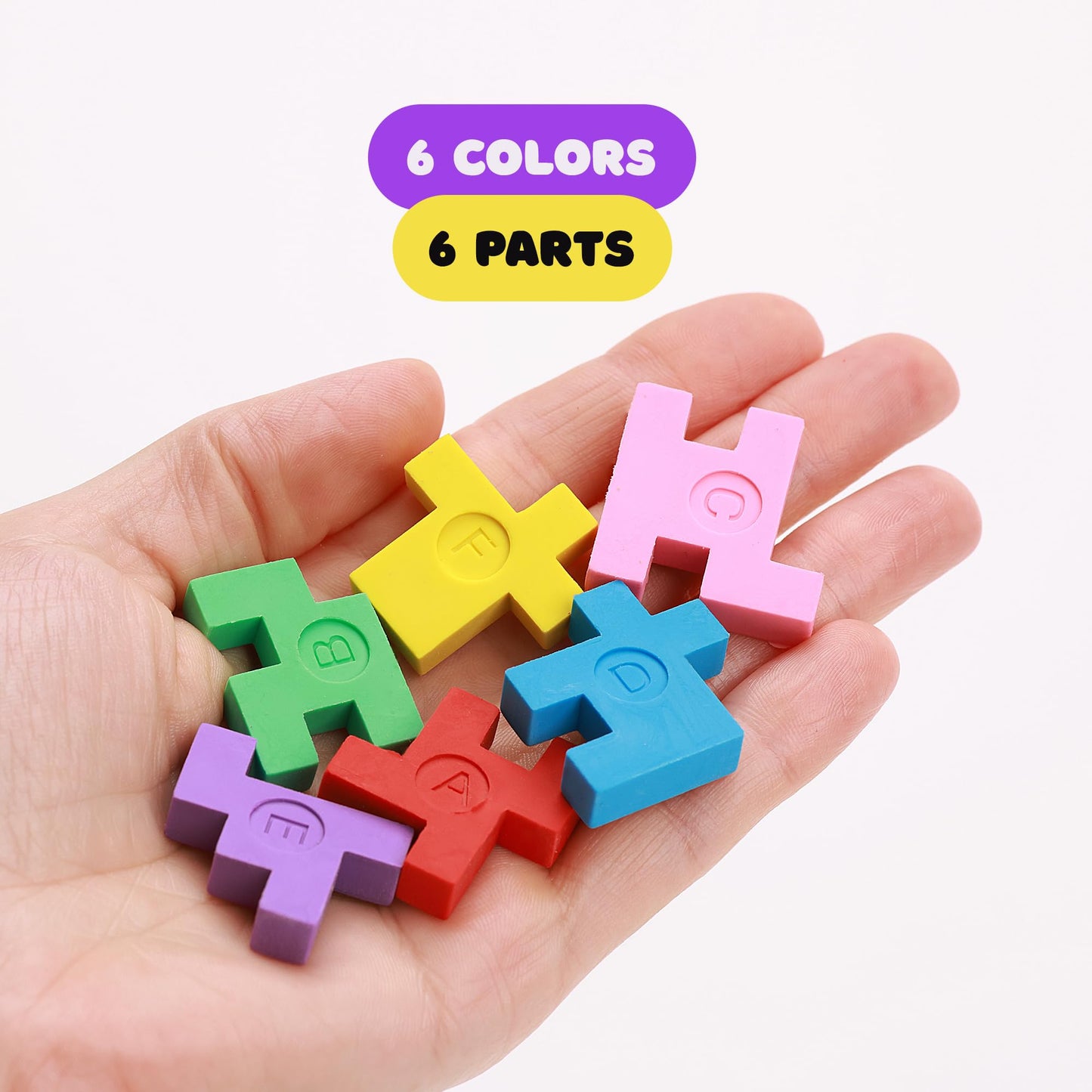 3D Puzzle Cube Pencil Erasers for Kids 12 Pack Multicolored Mini Cute Erasers - Classroom Prizes Pinata Stuffers School Supplies Party Favors Easter Egg Fillers Student Gifts from Teacher Fun