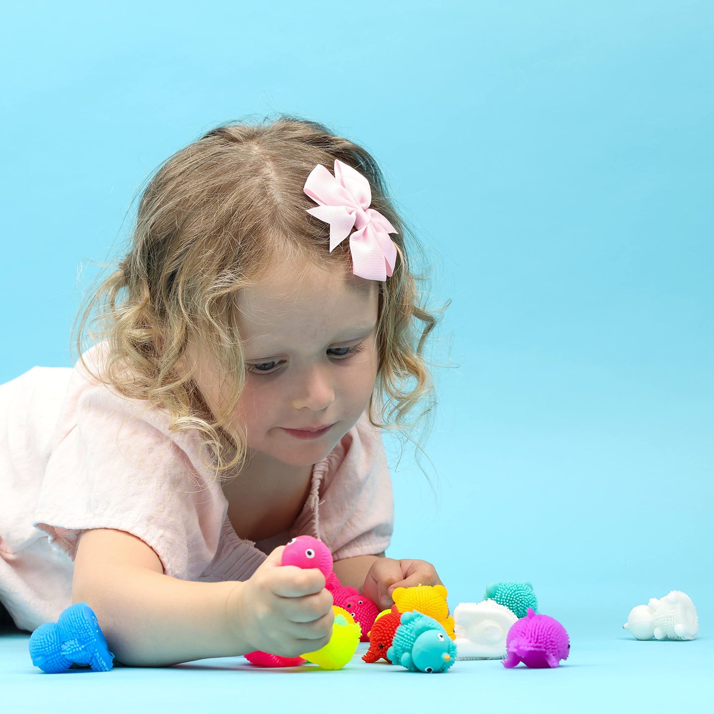 Puffer Toys for Kids- Assortment of Sensory Balls 1.5 Inch - Easter Egg Fillers - Puffer Balls for Kids 20 Pcs - Assorted Animals Spiky Balls