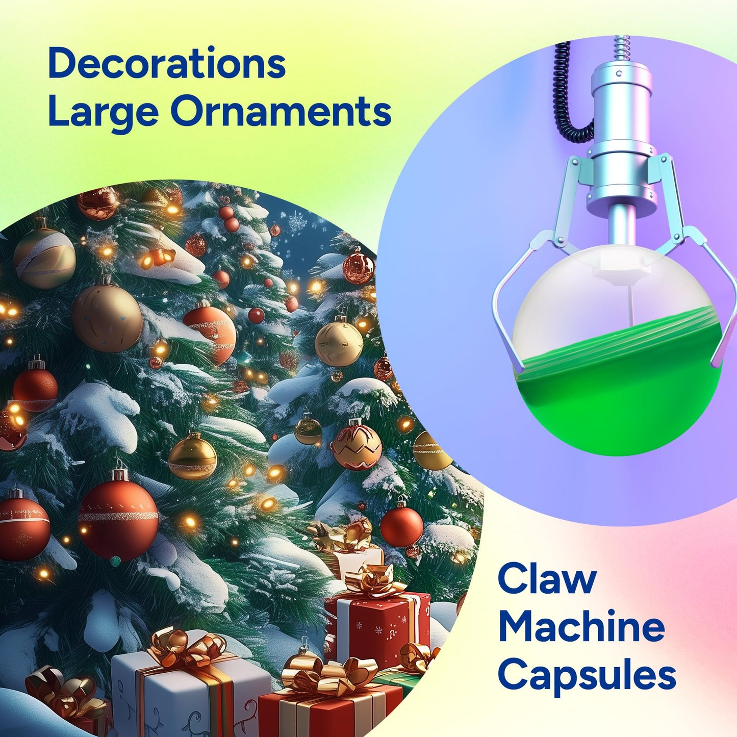 Claw Machine Capsules Translucent Yellow Plastic Sphere Party Favor Containers Round 7 pcs 4.7 inch Jumbo Plastic Christmas Ornaments Extra Large Gift Box Craft Party Supplies Vending Capsules