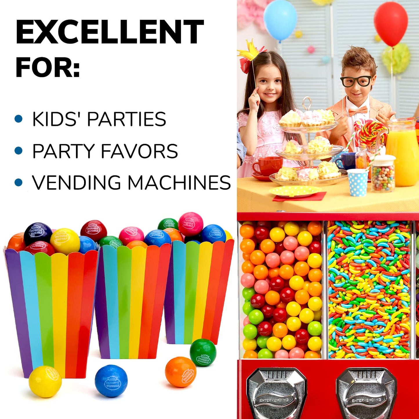 1.3 Inch Large Gumballs - 32 mm Giant Gumballs Bulk - 1.7 Lb Gumball Machine Refills - 100 Pcs Big Gumballs - Bulk Christmas Gum for Kids
