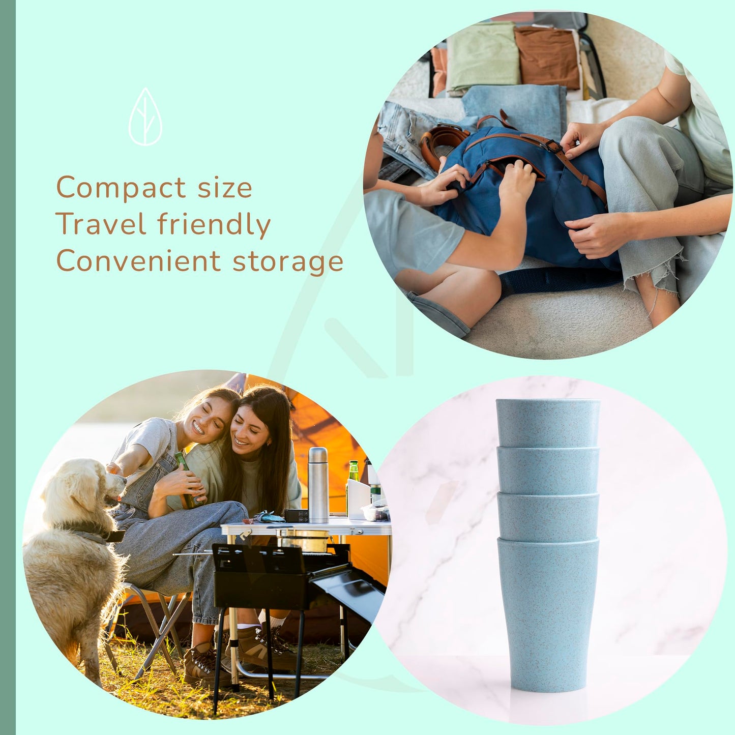 Wheat Straw Cups Set of 4 PCS - Lightweight Wheat Straw Fiber Drinking Glasses - Microwave & Dishwasher Safe - Wheat Straw Dinnerware Sets