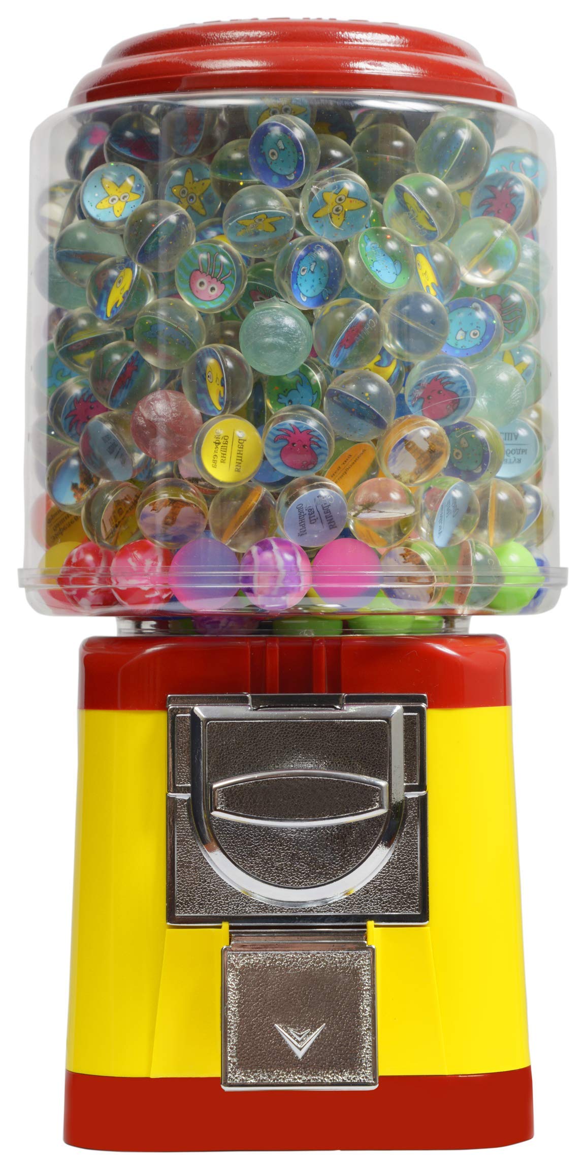Gumball Vending Machine & Bouncy Balls Vending Machine & Toys Vending Machine & Capsule Vending Machine - Yellow Body & Red Trim - Without Stand
