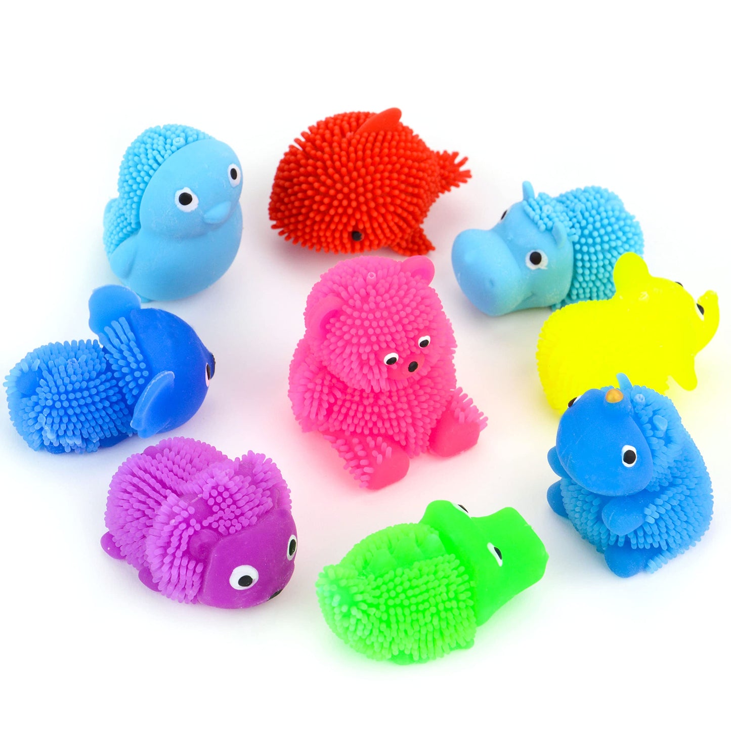 Puffer Toys for Kids- Assortment of Sensory Balls 1.5 Inch - Easter Egg Fillers - Puffer Balls for Kids 20 Pcs - Assorted Animals Spiky Balls