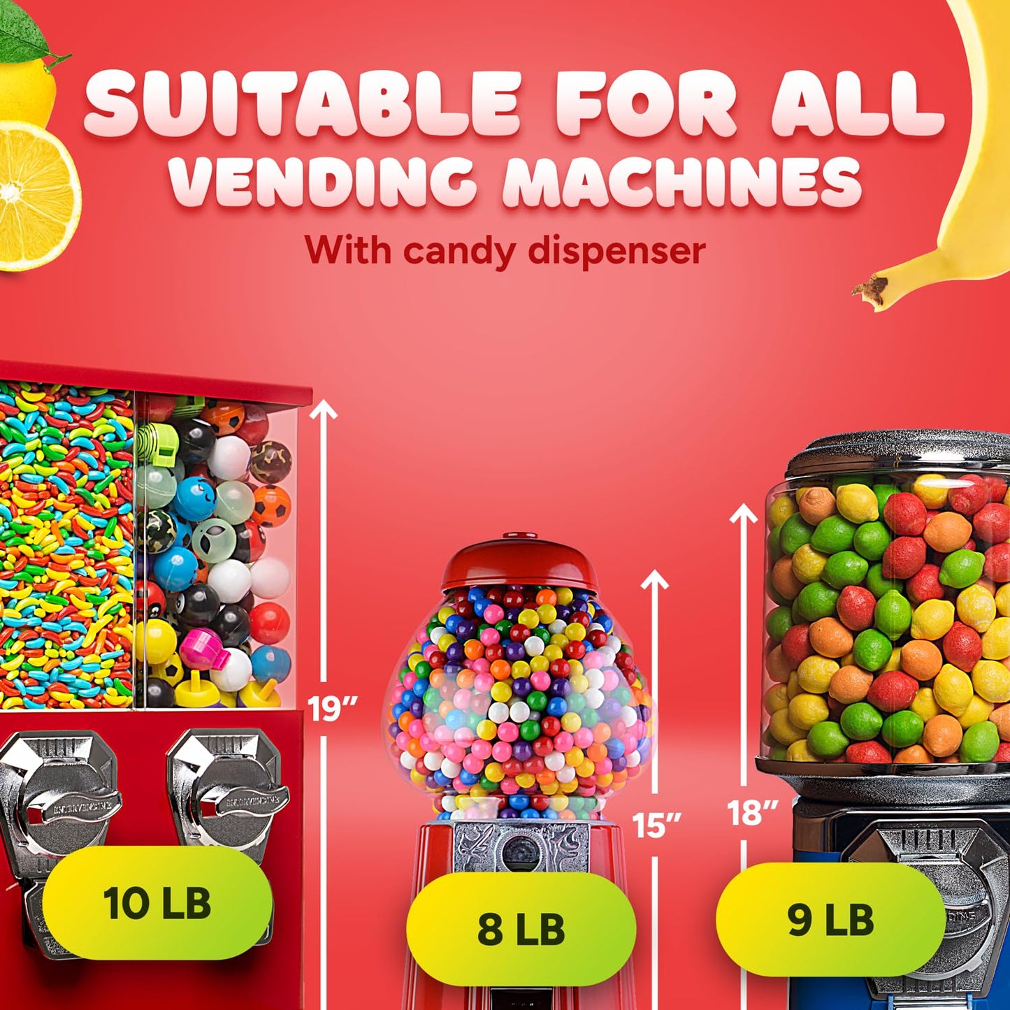 Mini Gumballs 0.5 inch 13mm - Gum Balls for Gumball Machine Refill Bulk 520 pcs - Chewing Gum for Kids - 2 LB Assorted Flavors Bubble Gum