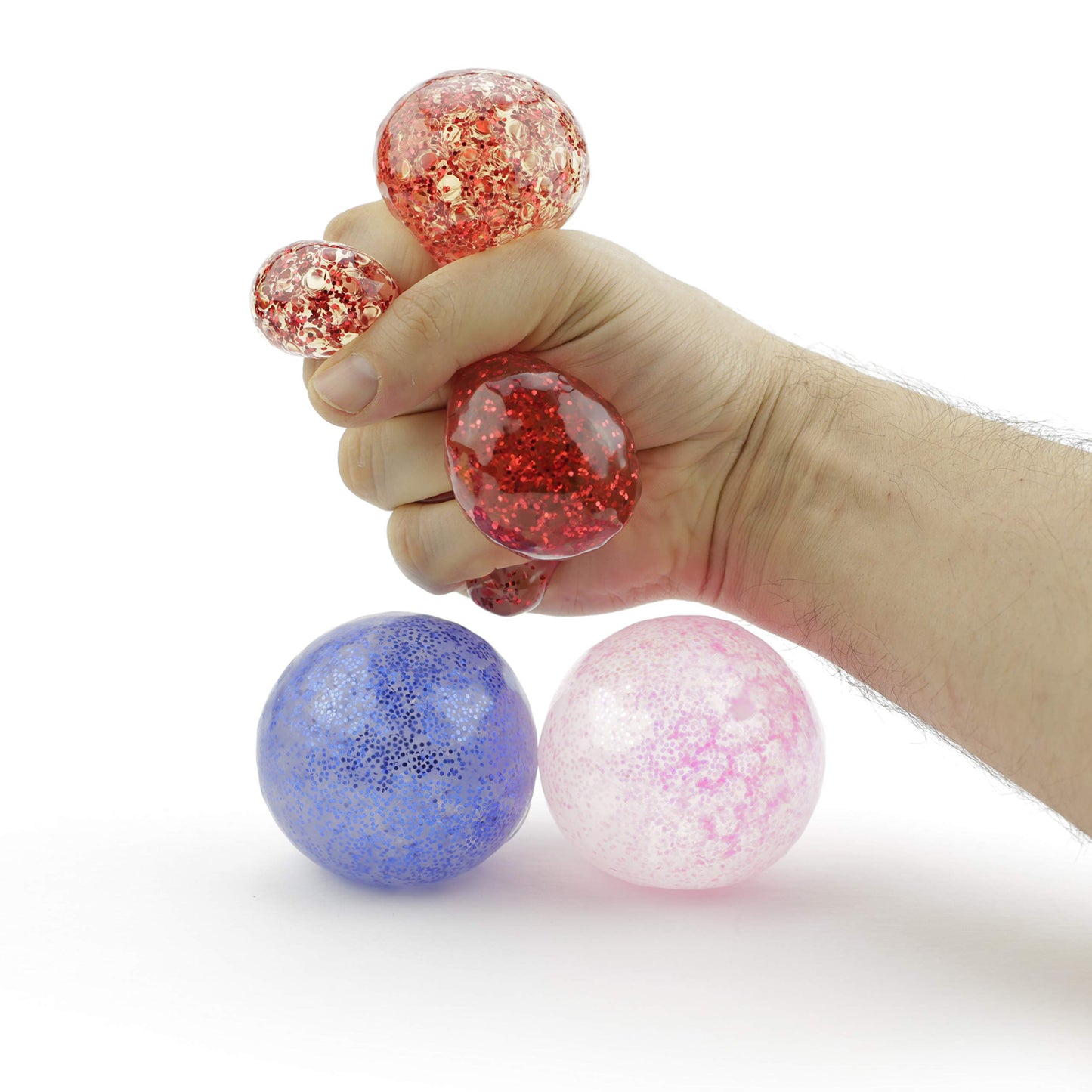 Squishy Toys - Random Colors Glitter Squeeze Balls - 2.8 Inch Gift Stress Balls for Kids - Stress Relief Toys - Anti Stress Ball Pack