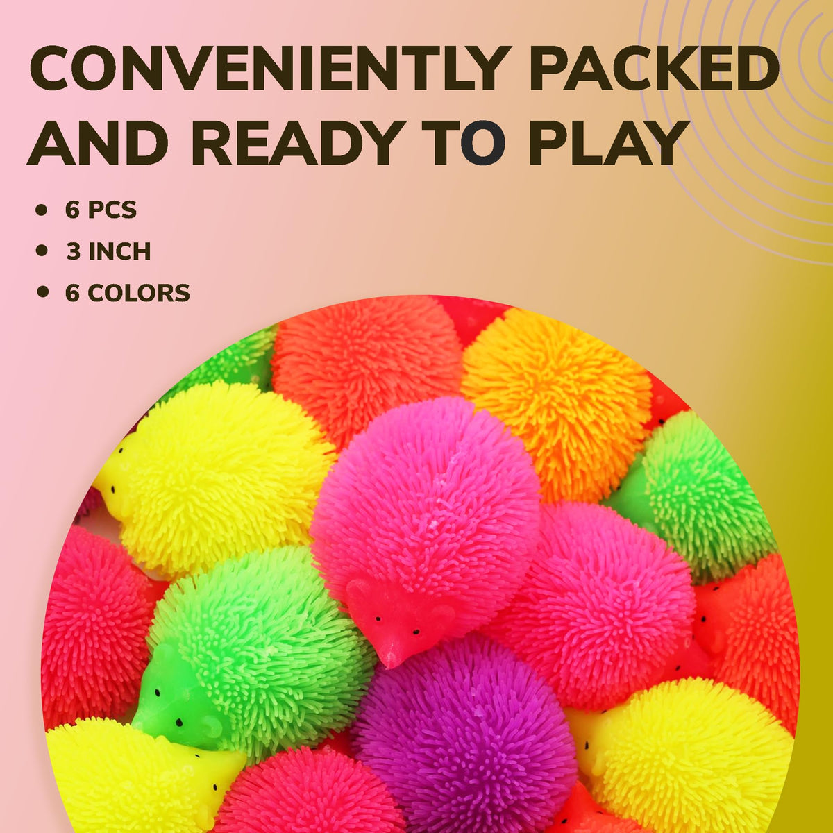 Light Up Sensory Toys - Light Up Hedgehog Toys - 3 Inch -Variation - Light Up Party Favors Sensory Squishy Toys - Flash Puffer Balls