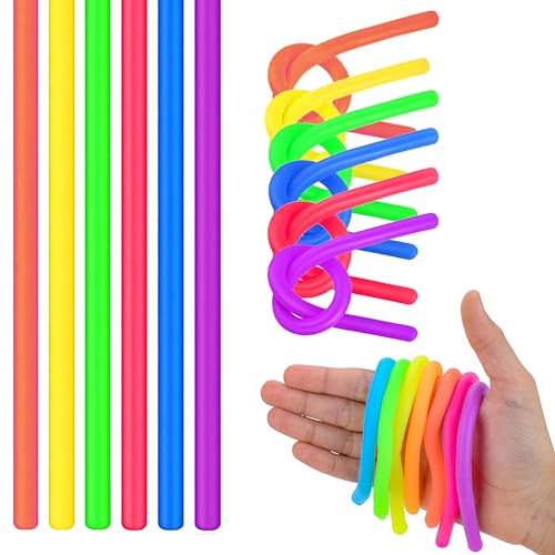 12 Pack Monkey Noodles - Fidget Stretchy Sensory Toys for Kids and Toddlers - Autism Sensory Products - Stretchy String - Party Favors for Kids
