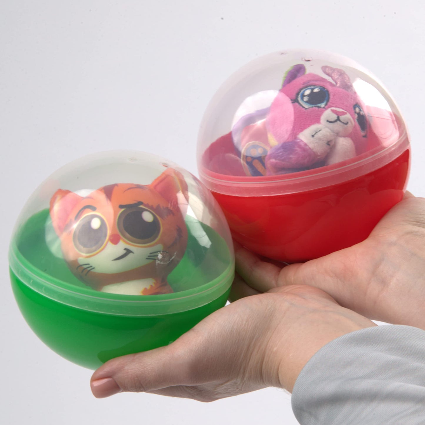 3.9 Inch Empty Plastic Capsules - 12 Pcs Clear-Colored Round Capsules - 100 mm Toy Capsules - Empty Capsule Balls for Prizes - Bath Bombs Molds