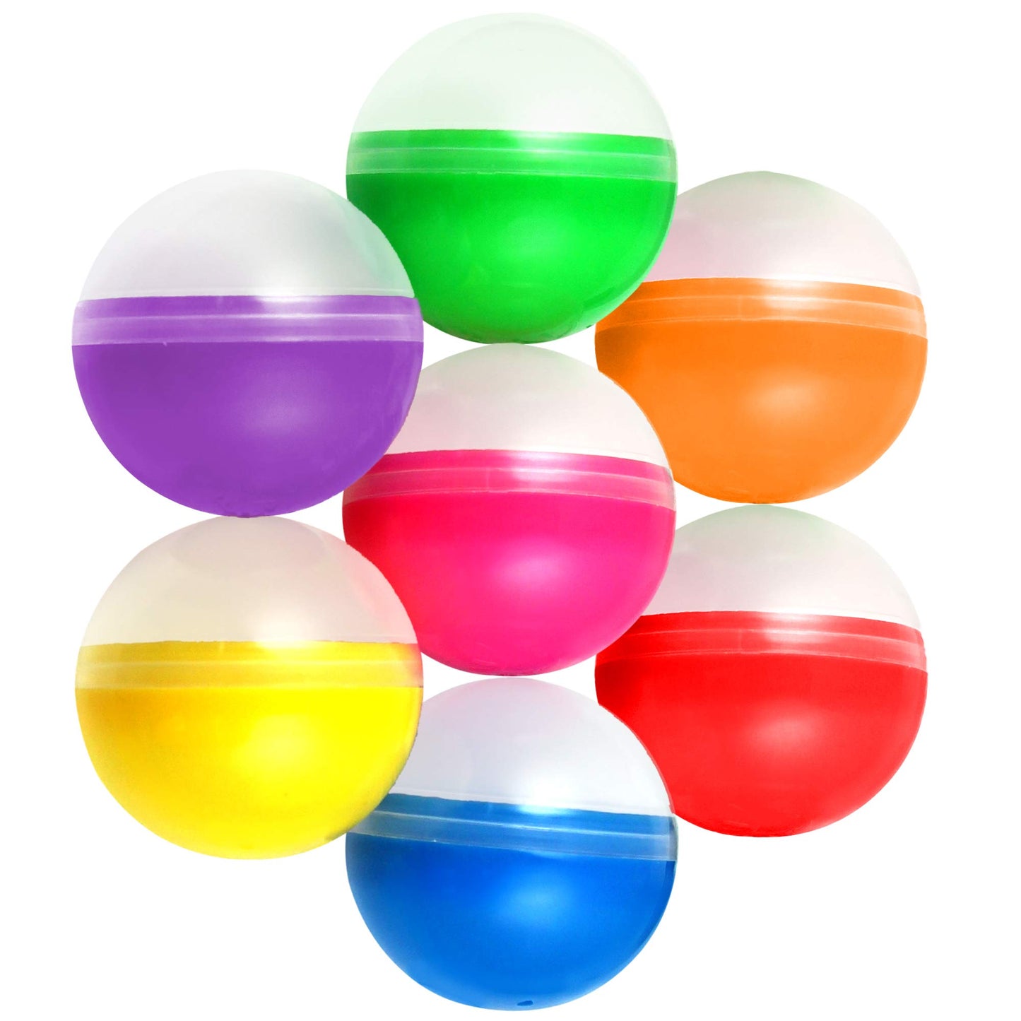 2.6'' Empty Plastic Capsules 50 Pcs Clear-Colored Round Capsules - 65 mm Bath Bombs Molds - Empty Capsule Balls for Prizes - Candy Hunt Containers