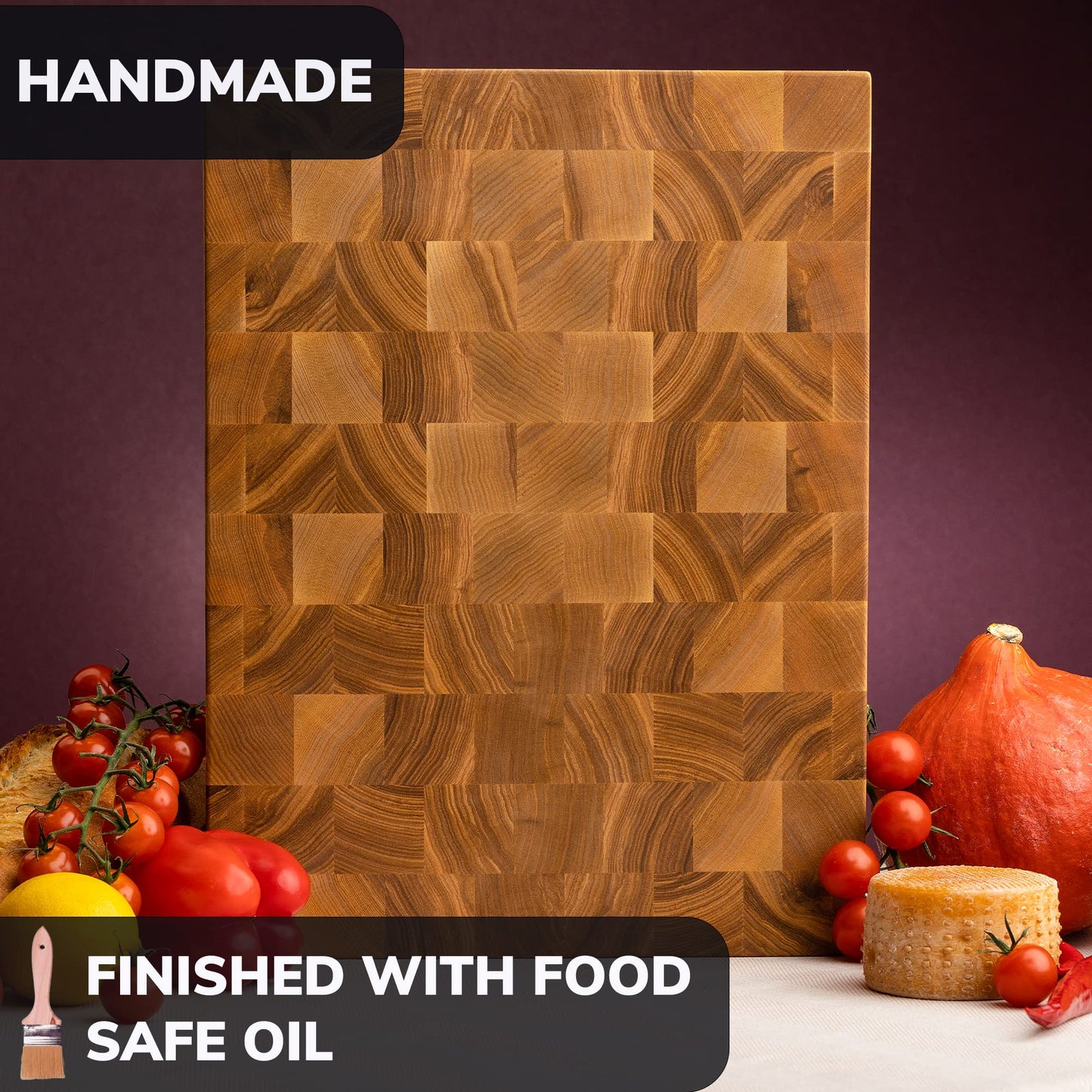 16x12 Inches Block Ash-tree Cutting End Grain Cutting Board - Meat Cutting Chopping Board - Thick Large Heavy Duty Cutting Board