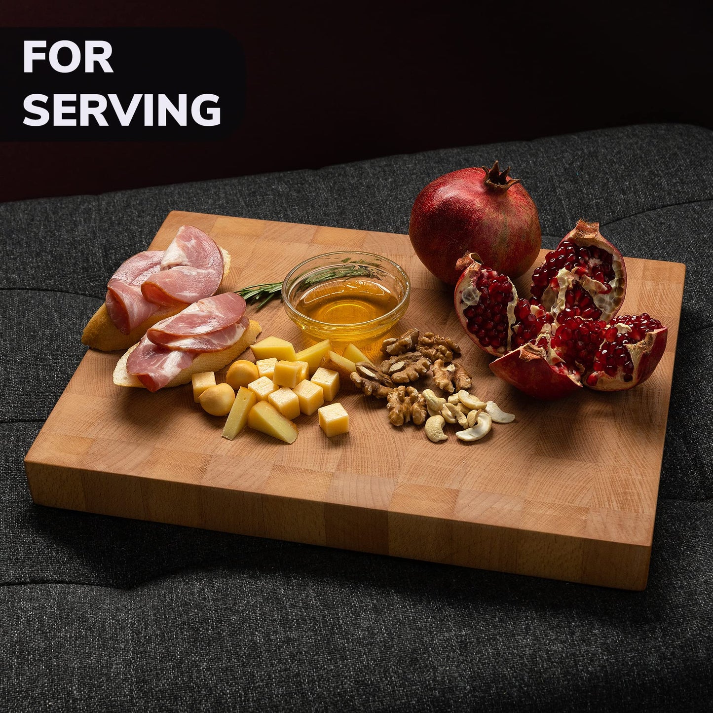16x12 Inches Block Beech Cutting End Grain Cutting Board - Meat Cutting Chopping Board - Thick Large Black Wood Cutting Board