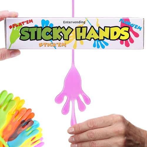 Entervending Sticky Hands for Kids - 20 Pcs Slappy Hands In Gift Box - Stretchy Toys - 7 Inch Sticky Hand - Sensory Toys - Party Favors for Kids - Easter Toys