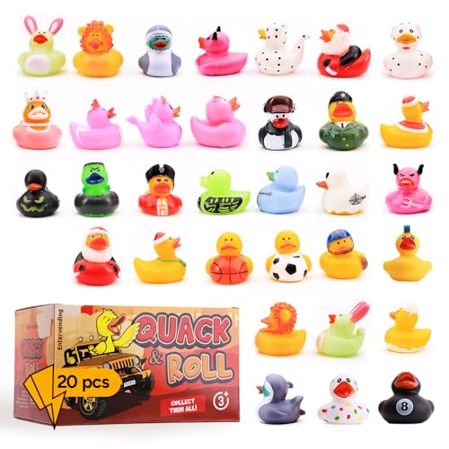 Rubber Duck Toy Assortment - Jeep Ducks for Ducking - Duckies for Kids - 20 Pcs Ducky Playset Bath Toys - Rubber Ducks for Beach Pool - Goody Bag Stuffers Classroom Prizes