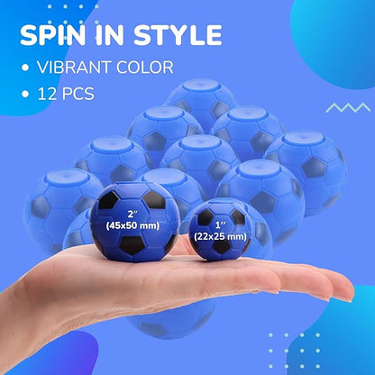 2 Inch Stress Balls - 12 Pcs Soccer Party Favors - Blue Mini Fidget Spinners - Classroom prizes - Fidget Spinners for Kids