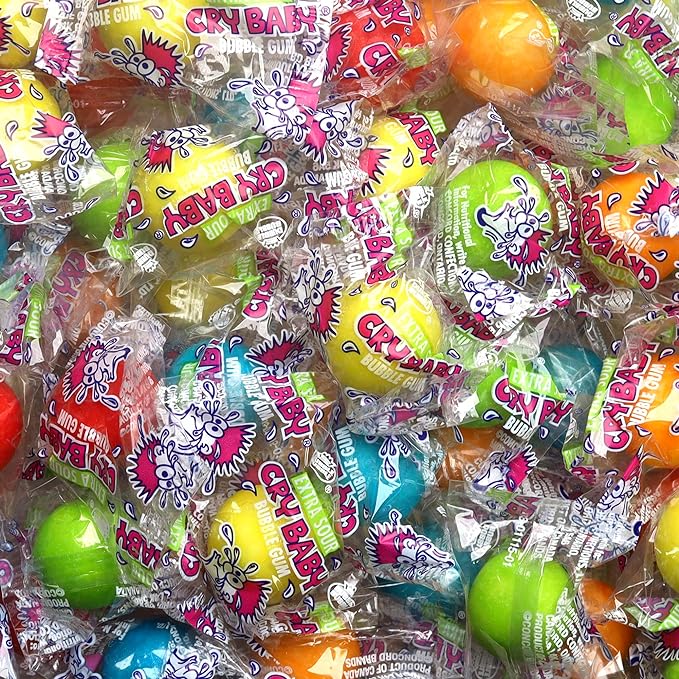 Sour Gumballs - Sour Fruit Gum - 25 Pcs Individually Wrapped Gumball - Chewing Bubble Gum - Colored Gum Balls in Jar