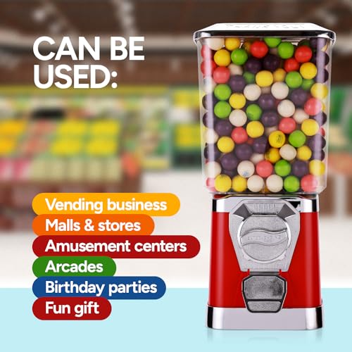 Gumball Machine - Bouncy Balls Vending Machine - Toys Vending Machine - Capsule Vending Machine - Red Body Square Bank - Without Stand (Red)