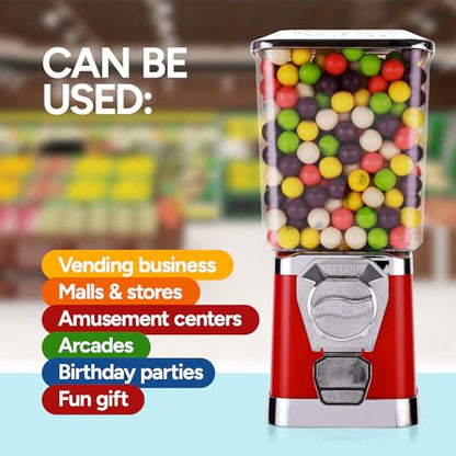 Gumball Machine - Bouncy Balls Vending Machine - Toys Vending Machine - Capsule Vending Machine - Red Body Square Bank - Without Stand (Red)