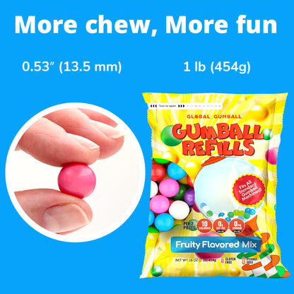 Mini Gumballs 0.5 inch (13mm) - 1 LB - Double Bubble Gumballs