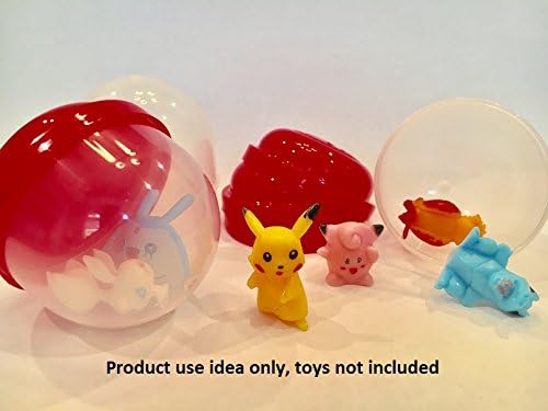 50 RED Vending Machine Capsules 2", Empty Acorn Cases for Gumball Containers, Toy Stands, and Party Favors, Red Colored Lids and Clear Bottoms