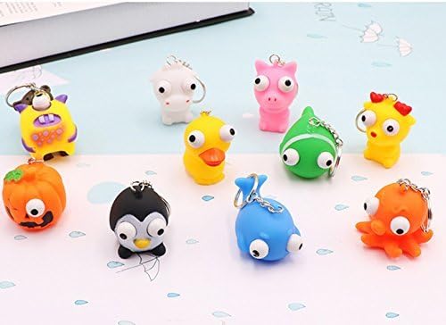 8 Pcs Raised Eyes Doll Anti Stress Ball Vent Animal Keychain Squeezing Toys