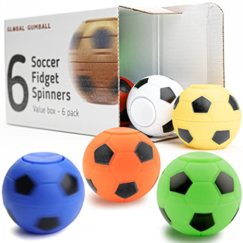 2 Inch Stress Balls in The Gift Box - 6 Pcs Soccer Party Favors for Kids - Mini Fidget Spinners - Classroom Prizes - Fidget Spinners for Kids for Kids