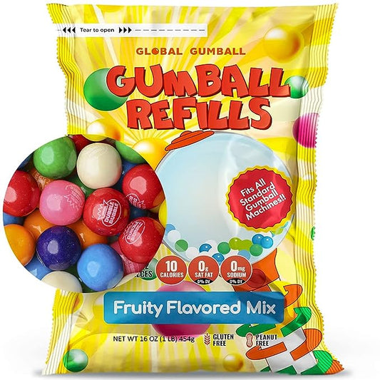 Mini Gumballs 0.5 inch (13mm) - 1 LB - Double Bubble Gumballs