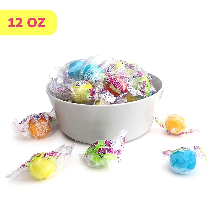 Sour Gumballs - Sour Fruit Gum - 25 Pcs Individually Wrapped Gumball - Chewing Bubble Gum - Colored Gum Balls in Jar
