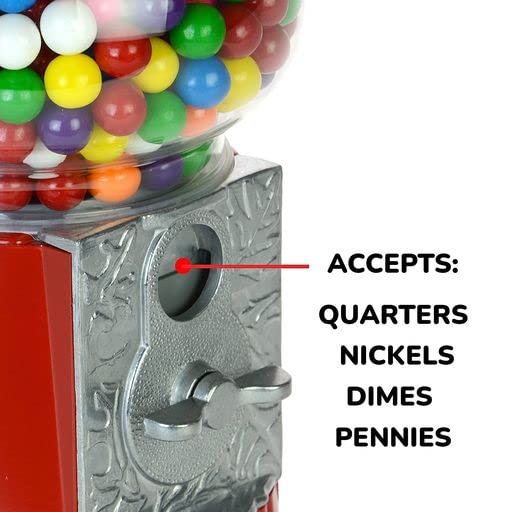 11 Inch Mini Vending Machine for Kids - Gumball Bank - Metal Candy Dispenser - Home Vintage Gum Ball Machine - Jelly Bean M&M Dispenser