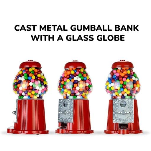11 Inch Mini Vending Machine for Kids - Gumball Bank - Metal Candy Dispenser - Home Vintage Gum Ball Machine - Jelly Bean M&M Dispenser