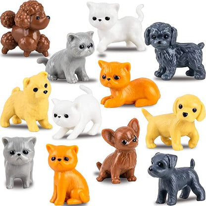 Tiny Dog and Cat Figurines for Kids - Small Animals Toys in Bulk - Little Pet Toys - Tiny Plastic Toys for Kids Classroom Prizes