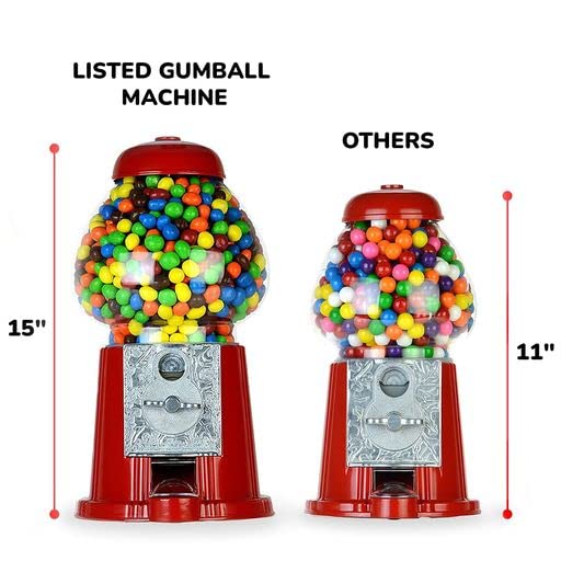11 Inch Mini Vending Machine for Kids - Gumball Bank - Metal Candy Dispenser - Home Vintage Gum Ball Machine - Jelly Bean M&M Dispenser