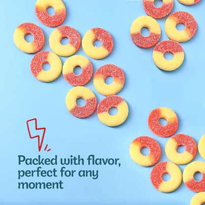 Gummy Candy - Peach Gummy Rings - 18 oz - Gummies Candy in Bag - Fun and Delicious Gummy Snack - Peanut & Tree Nut Free, Gluten and Dairy Free