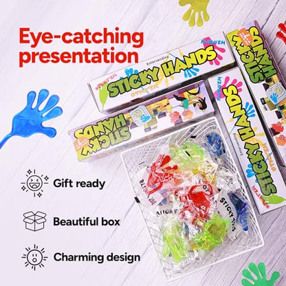 20 Pcs Slappy Hands In Gift Box - Stretchy Toys - 7 Inch Sticky Hand - Sensory Toys - Party Favors for Kids - Easter Toys