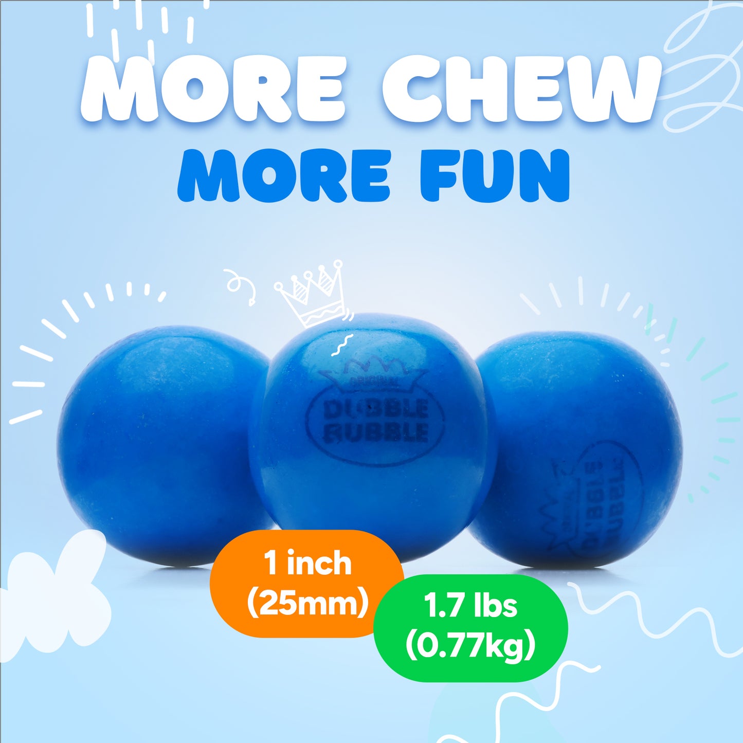 Gumballs for Gumball Machine - 1" Inch Blueberry Flavored Bubble Gum - 1.7 LB Bag