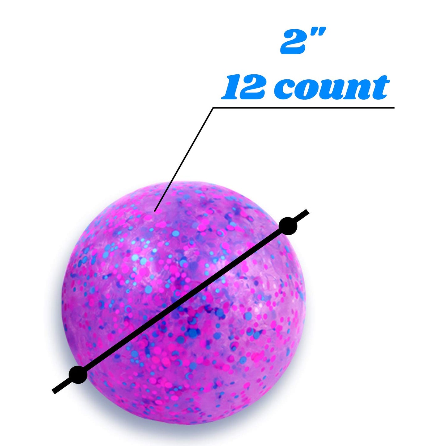 Random Colors Confetti Squeeze Balls - 2.75 Inch Gel Stress Balls for Kids - Stress Relief Toys - Anti Stress Ball Pack - Fidget Squishy Ball