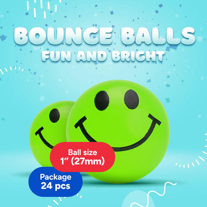 Bouncy Balls for Kids - 1" Glow in The Dark Smile Face Bouncy Balls - Bulk Rubber Balls - Vending Machine Toys - Party Favors Goody Bag Stuffers Classroom Prizes